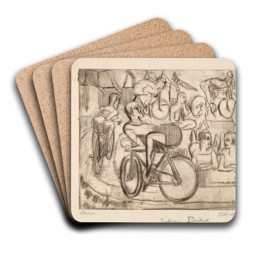 Cycle Race by Ernst Ludwig Kirchner Art Drink Coaster set