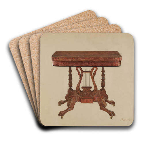 Table (Lyre Pedestal) by Joseph Rothenberg Art Drink Coaster set Table (Lyre Pedestal) by Joseph Rothenberg Art Drink Coaster set