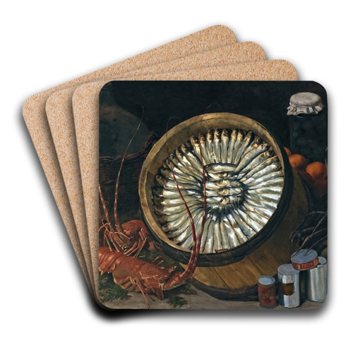 Still life with a barrel of sardines by Paul Prouho Art Drink Coaster set Still life with a barrel of sardines by Paul Prouho Art Drink Coaster set