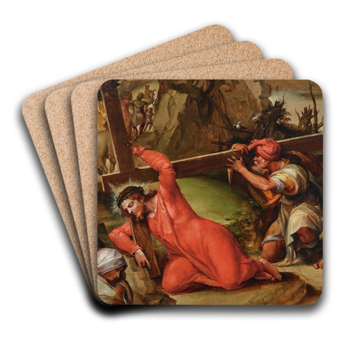 Christ Carrying the Cross by Nosadella (Giovanni Francesco Bezzi) Art Drink Coaster set