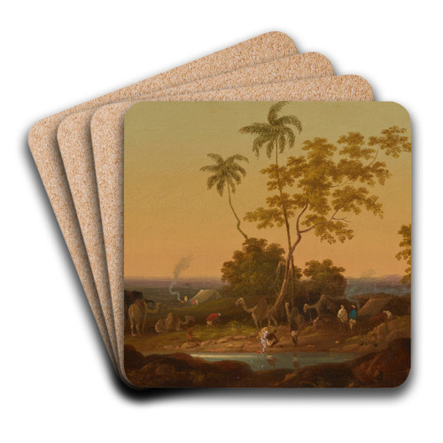 An encampment at dusk by Sir Charles D'Oyly Art Drink Coaster set