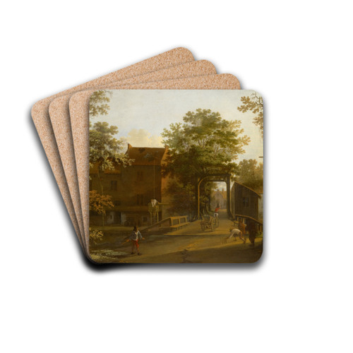 Street with Drawbridge by Jan Both Drink Coasters - set of 4 Street with Drawbridge by Jan Both Drink Coasters - set of 4