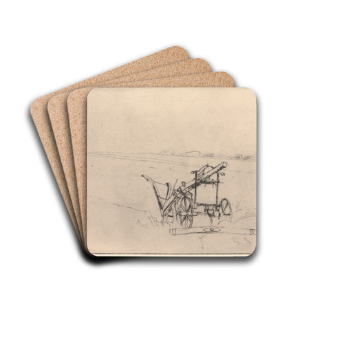 A Norfolk Plough by Sir Frank Short Drink Coasters - set of 4 A Norfolk Plough by Sir Frank Short Drink Coasters - set of 4
