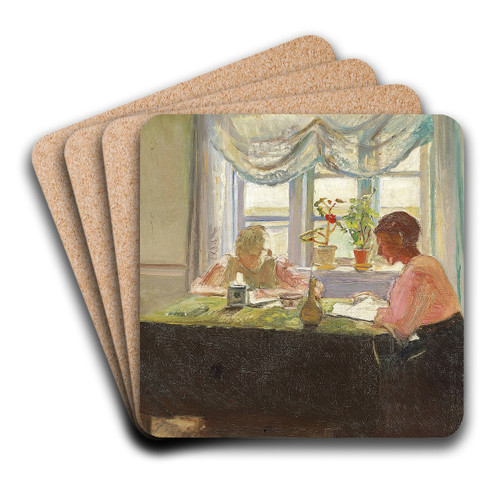 Lektielsning ved vinduet by Michael Ancher Art Drink Coaster set