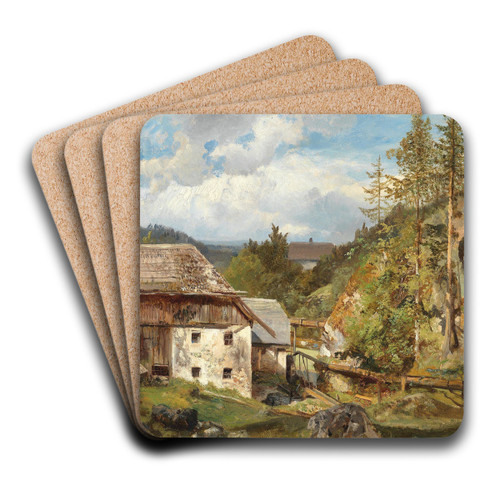Die Mhle im Wald by Emil Jakob Schindler Art Drink Coaster set