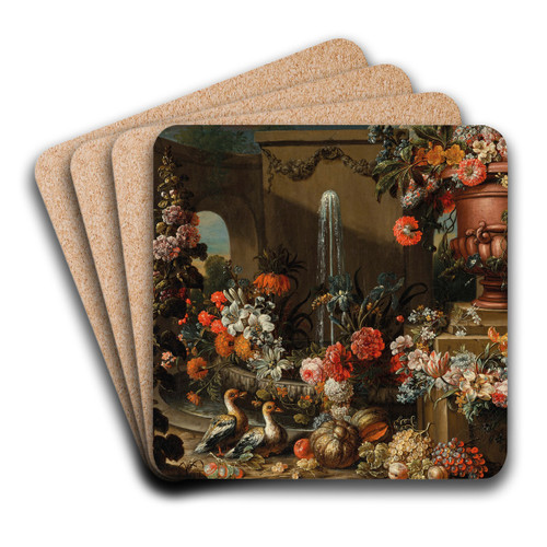 Fontaine aux fleurs by Gaspar Peeter Verbruggen the Younger Art Drink Coaster set