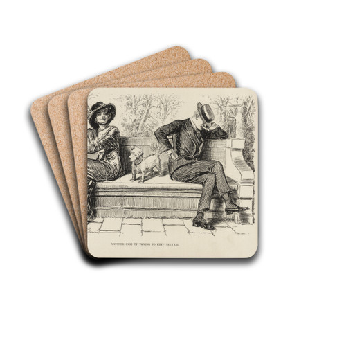 Another case of trying to keep neutral by Charles Dana Gibson Drink Coasters - set of 4