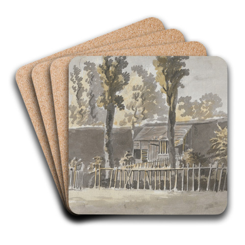 Trees before a House by James Miller Art Drink Coaster set Trees before a House by James Miller Art Drink Coaster set