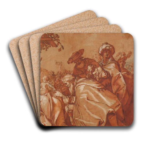 The adoration of the Magi by Abraham Bloemaert Art Drink Coaster set