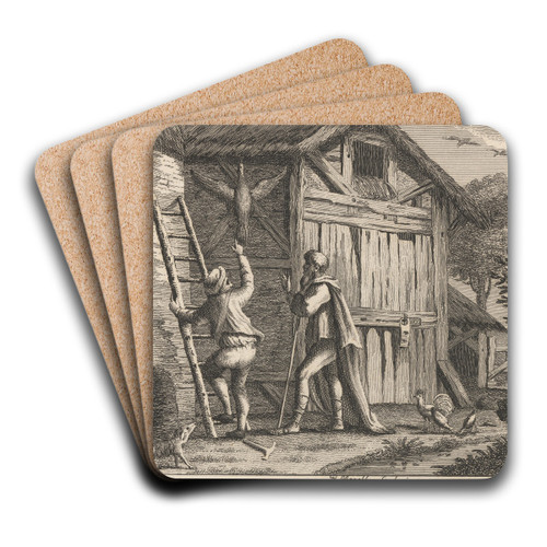 Fable XXXVI. Pythagoras and the Countryman by John Wootton Art Drink Coaster set Fable XXXVI. Pythagoras and the Countryman by John Wootton Art Drink Coaster set