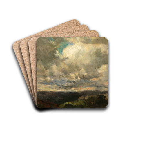 Untitled (landscape, cloudy sky) by Edward Mitchell Bannister Drink Coasters - set of 4