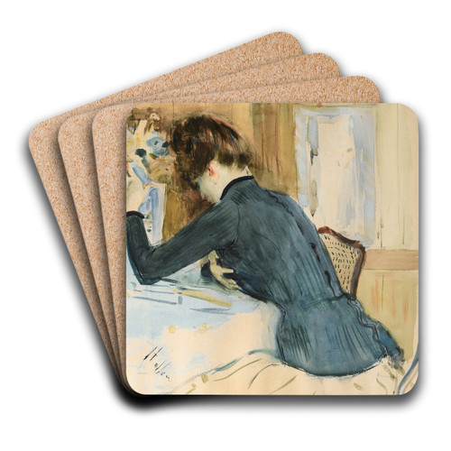 Profile Portrait Of A Young Lady by Paul Csar Helleu Art Drink Coaster set