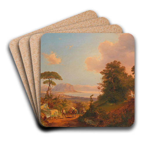 Blick In Die Bucht Von Palermo by Carl Schweninger Art Drink Coaster set