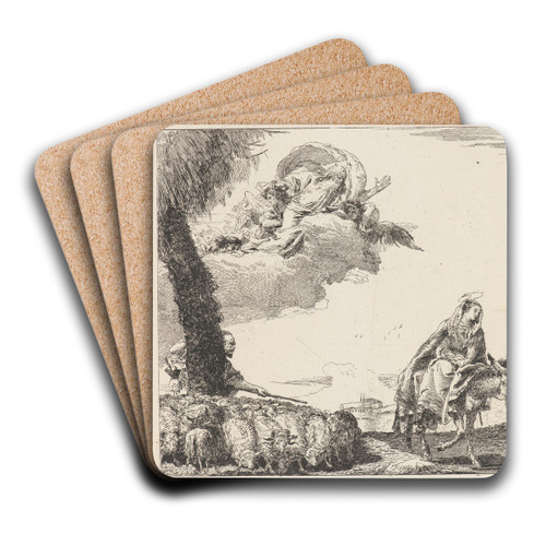 The Flight with the Holy Family at the Right by Giovanni Domenico Tiepolo Art Drink Coaster set