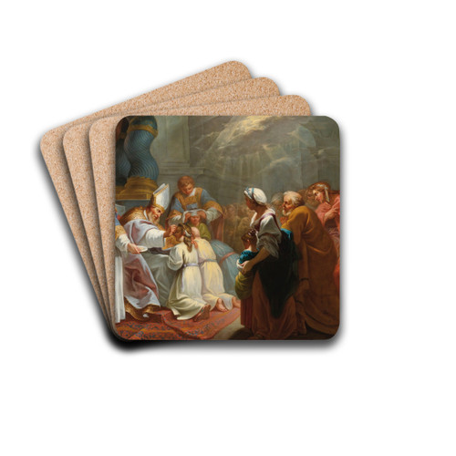 The Sacrement Of Confirmation by Jacques Dumont Drink Coasters - set of 4 The Sacrement Of Confirmation by Jacques Dumont Drink Coasters - set of 4
