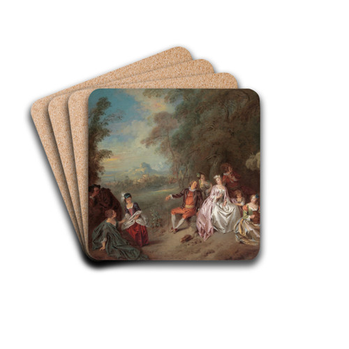 Concert Champtre by Jean-Baptiste Pater Drink Coasters - set of 4 Concert Champtre by Jean-Baptiste Pater Drink Coasters - set of 4