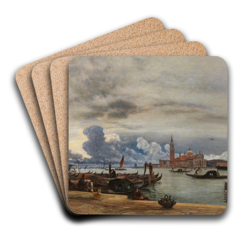 Blick nach San Giorgio Maggiore von der Mole in Venedig by Rudolf von Alt Art Drink Coaster set