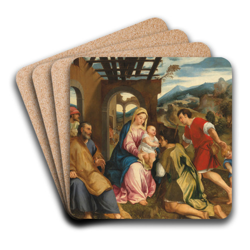 Adoration of the Shepherds by Bonifacio Veronese Art Drink Coaster set