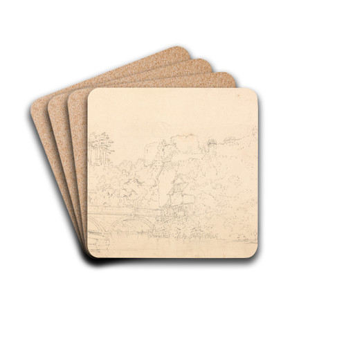 Tonbridge Bridge and Castle, Kent by Thomas Girtin Drink Coasters - set of 4