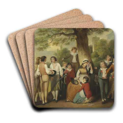 Generous Schoolboys (The Collection For A Soldier's Widow) by William Redmore Bigg Art Drink Coaster set