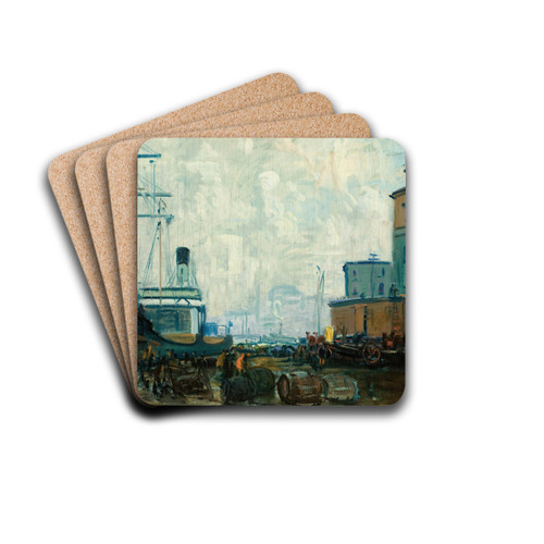 Dock Scene, Boston by Arthur Clifton Goodwin Drink Coasters - set of 4