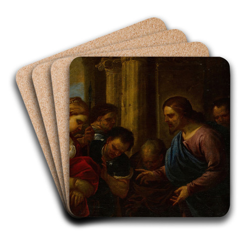 Christ and the Adulteress by Luca Giordano Art Drink Coaster set