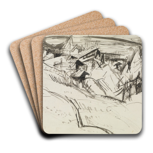 Alp mit Htten und Tannen by Ernst Ludwig Kirchner Art Drink Coaster set