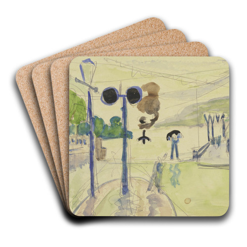 Dampferlnde in the rain by Ernst Ludwig Kirchner Art Drink Coaster set