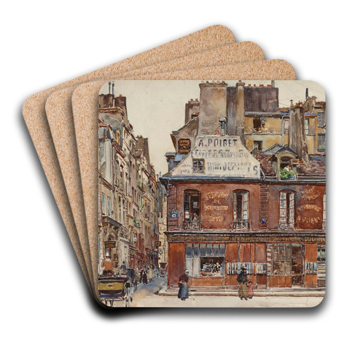 La rue Sauval, vue de la rue Saint-Honor, en 1901. 1er arrondissement by Frdric Houbron Art Drink Coaster set