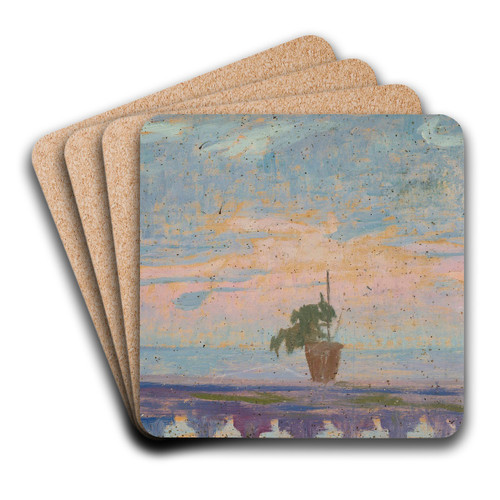 Parapet of balcony with flower pots by Jan Rembowski Art Drink Coaster set