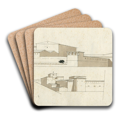 Rome: 2 gezichten op anonieme gebouwen by David Humbert de Superville Art Drink Coaster set Rome: 2 gezichten op anonieme gebouwen by David Humbert de Superville Art Drink Coaster set