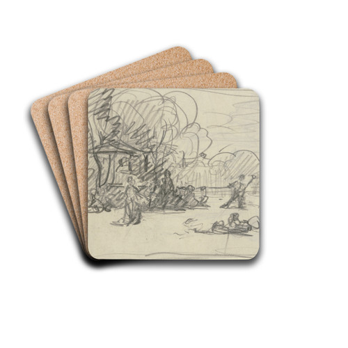 Gesellschaft im Freien by Philipp Rumpf Drink Coasters - set of 4