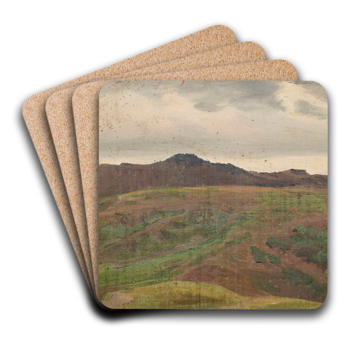 Landscape with a meadow and a range of hills, sketch by Chrystian Breslauer Art Drink Coaster set