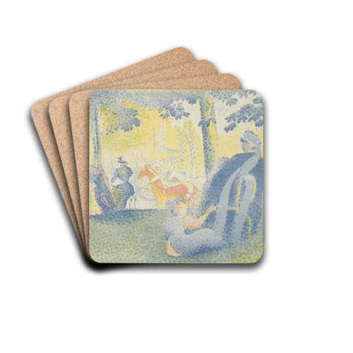 In The Champs Elyses by Henri-Edmond Cross Drink Coasters - set of 4