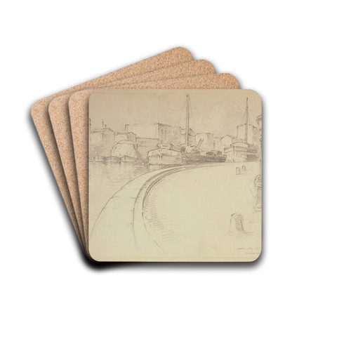 Le quai Valmy by Ferdinand Boberg Drink Coasters - set of 4 Le quai Valmy by Ferdinand Boberg Drink Coasters - set of 4