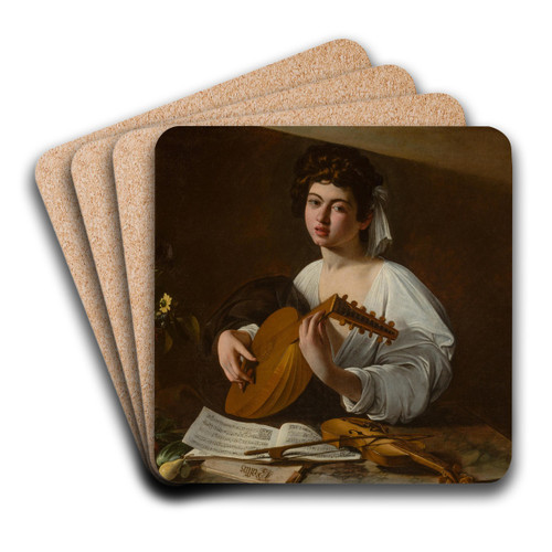The Lute Player by Caravaggio Art Drink Coaster set