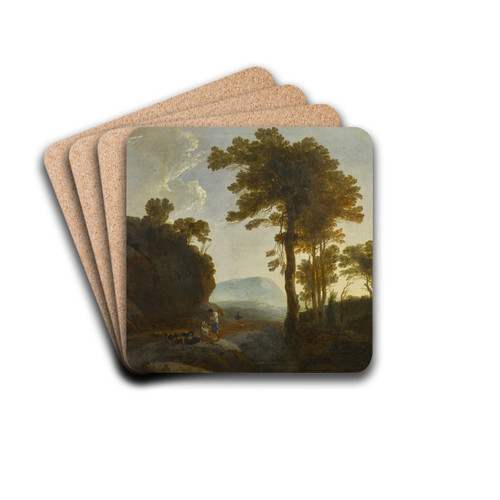 Extensive landscape with a shepherd and shepherdess and their flock by Thomas Jones Drink Coasters - set of 4 Extensive landscape with a shepherd and shepherdess and their flock by Thomas Jones Drink Coasters - set of 4