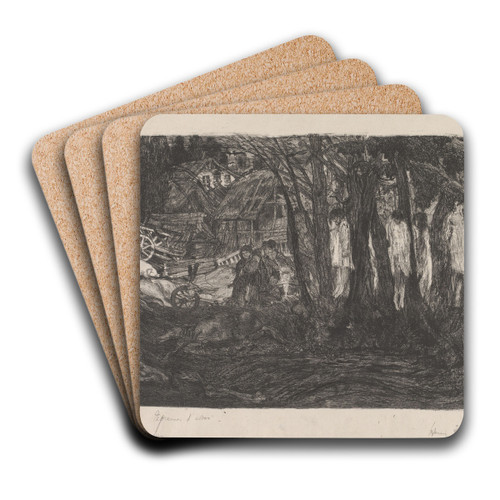 Boslandschap met lichamen opgehangen aan bomen by Henri de Groux Art Drink Coaster set Boslandschap met lichamen opgehangen aan bomen by Henri de Groux Art Drink Coaster set
