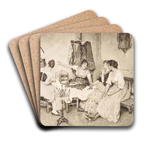 Venetian Girls with a Gondoliere by Eugen von Blaas Art Drink Coaster set