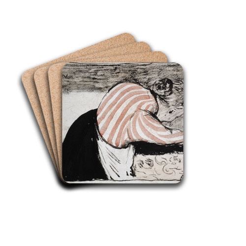 Old woman setting the table by douard Vuillard Drink Coasters - set of 4