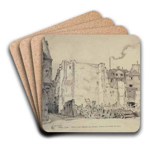 Dmolitions de vieilles maisons en face de l'htel de Sens by Ferdinand Boberg Art Drink Coaster set