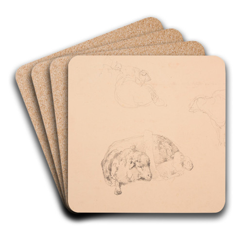 tudes de moutons by Jacques-Raymond Brascassat Art Drink Coaster set