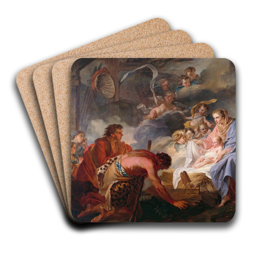 The Adoration of the Shepherds by Jean Baptiste Marie Pierre Art Drink Coaster set The Adoration of the Shepherds by Jean Baptiste Marie Pierre Art Drink Coaster set
