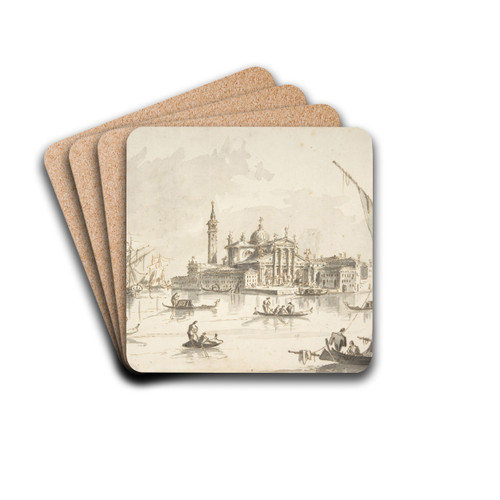 The Island of San Giorgio Maggiore, Venice by Giacomo Guardi Drink Coasters - set of 4