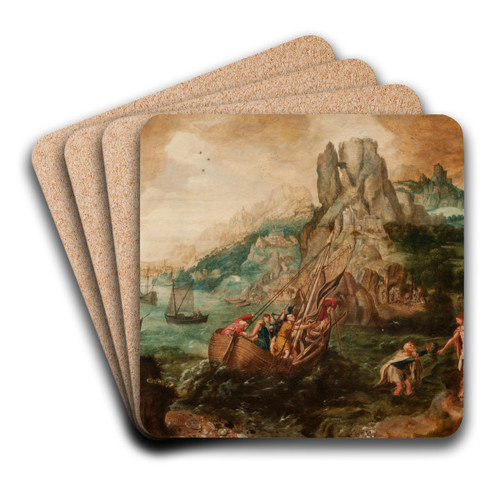 The last appearance of Christ to his disciples by Herri met de Bles Art Drink Coaster set