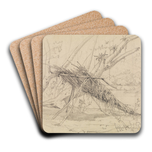 Fischerhtte am Parahyba by Ferdinand Keller Art Drink Coaster set