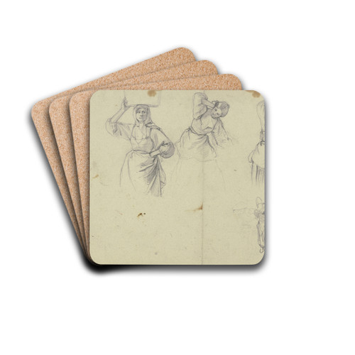 Studienblatt; Bauernmdchen by Jakob Becker Drink Coasters - set of 4
