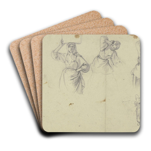 Studienblatt; Bauernmdchen by Jakob Becker Art Drink Coaster set