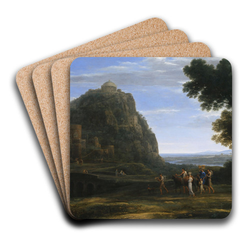 View of Delphi with a Procession by Claude Lorrain Art Drink Coaster set