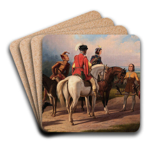 Hunting with falcons by January Suchodolski Art Drink Coaster set